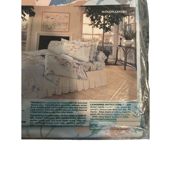 Springmaid No-Iron Tranquility Double Flat Sheet Windflowers - Picture 4 of 4